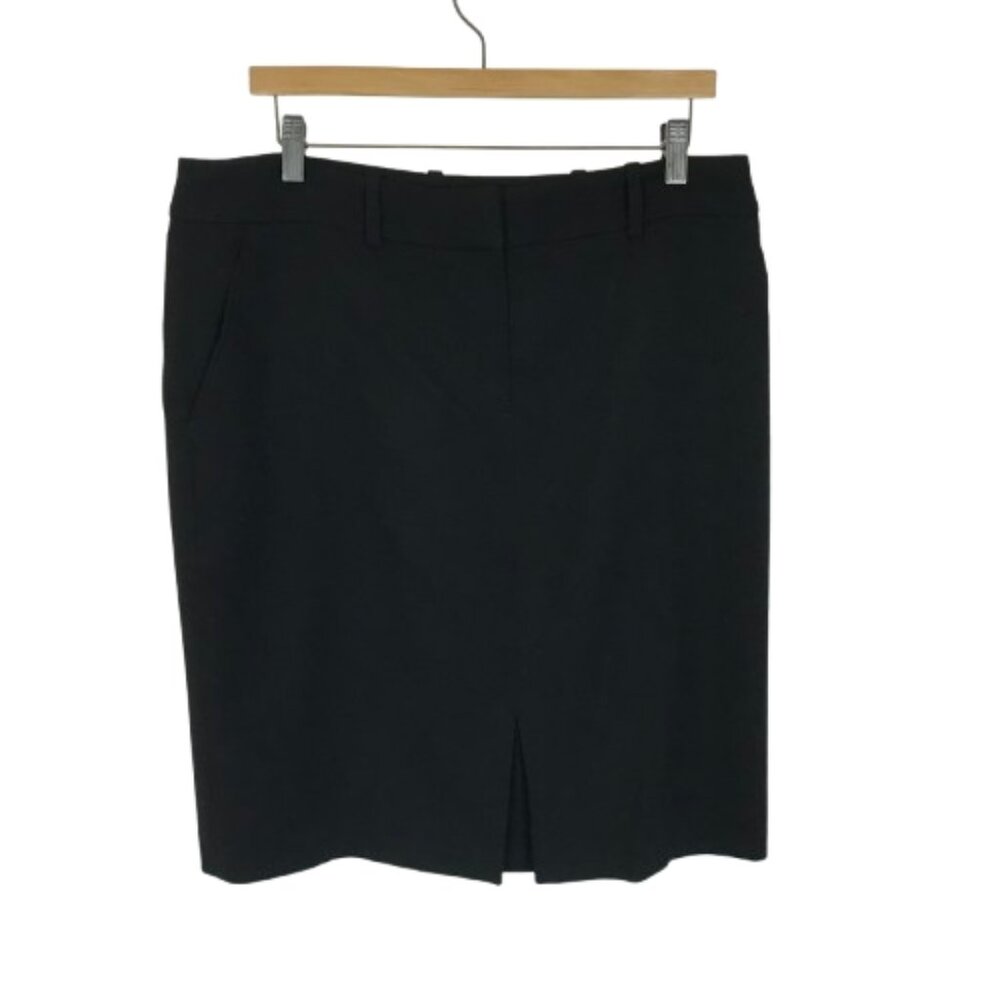 Brooks Brothers Womens Size 12 Black Stretch Wool Loro Piano Pencil Skirt